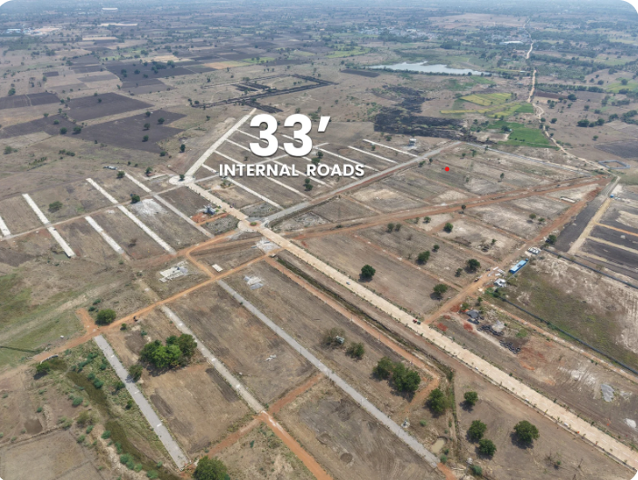 33 Feet Internal Roads & Plotted Layout Grid